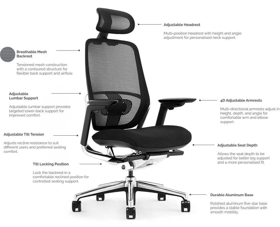 Hina High Back Ergonomic Chair 